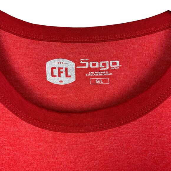 Sogo Sports Calgary Stampeders T-shirt CFL Short Sleeve Red Shirt Women's L - Picture 3 of 5